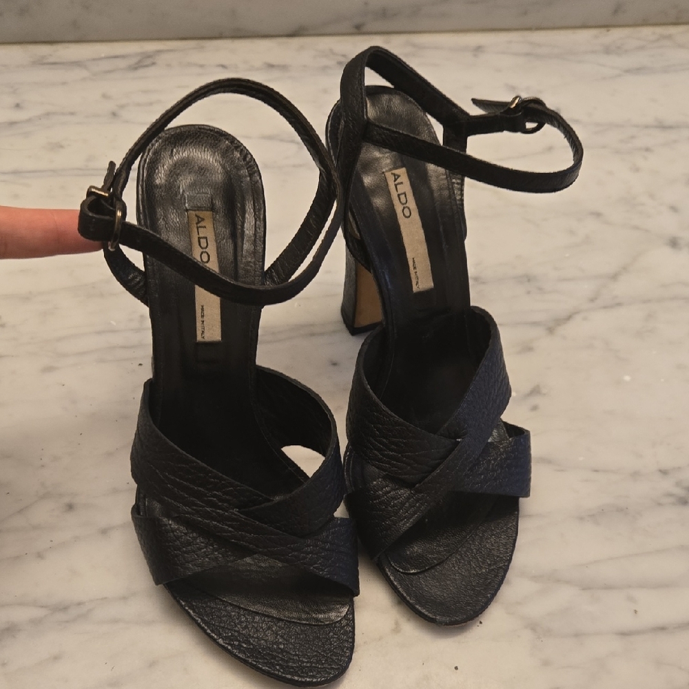 Aldo Black Strappy Heels